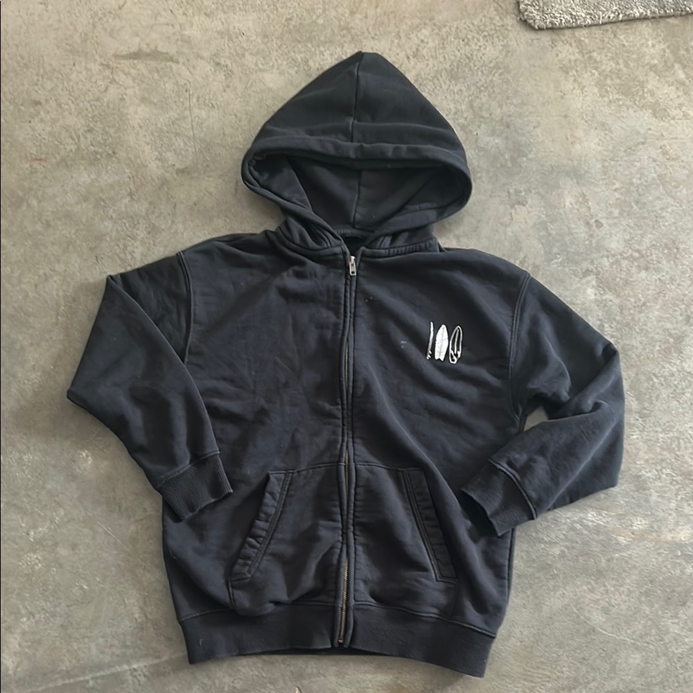 Zara kids Black Zip-Up Hoodie with Logo